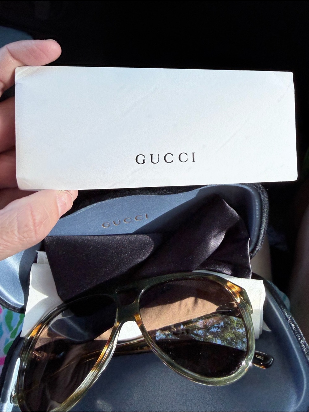 Gucci Men’s Translucent Olive Green Aviator Sunglasses - Picture 3 of 7